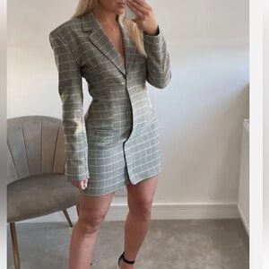 NWT ⭐️ ZARA Plaid Check Long Sleeve Blazer Dress